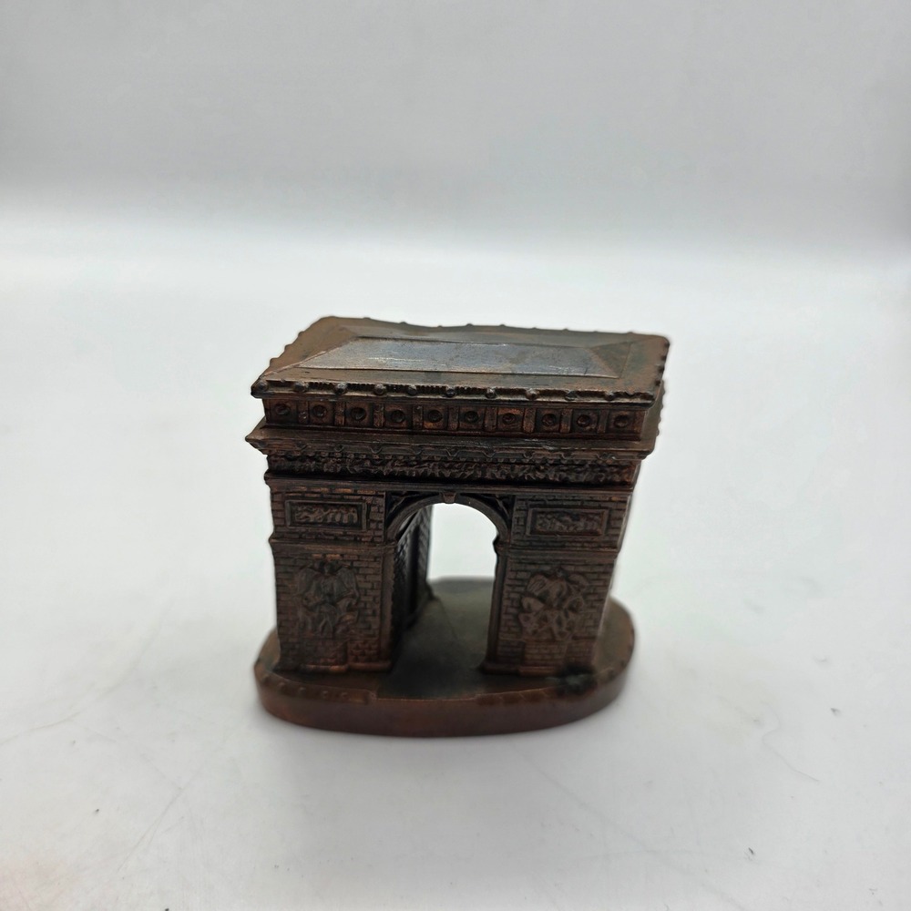 Vintage Paris Arc de Triomphe Miniature Metal Building Souvenir Copper Tone